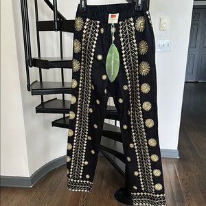 Embroidered Black and Gold Women’s Pants